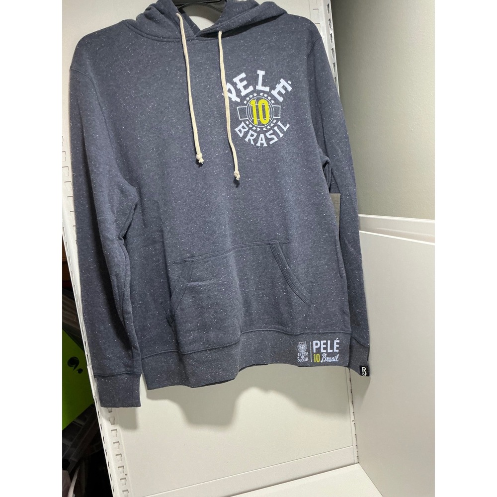 Roots of Fight Pele Brasil 1958 Hoodie Mens Large Heather Navy Speckled Pullover